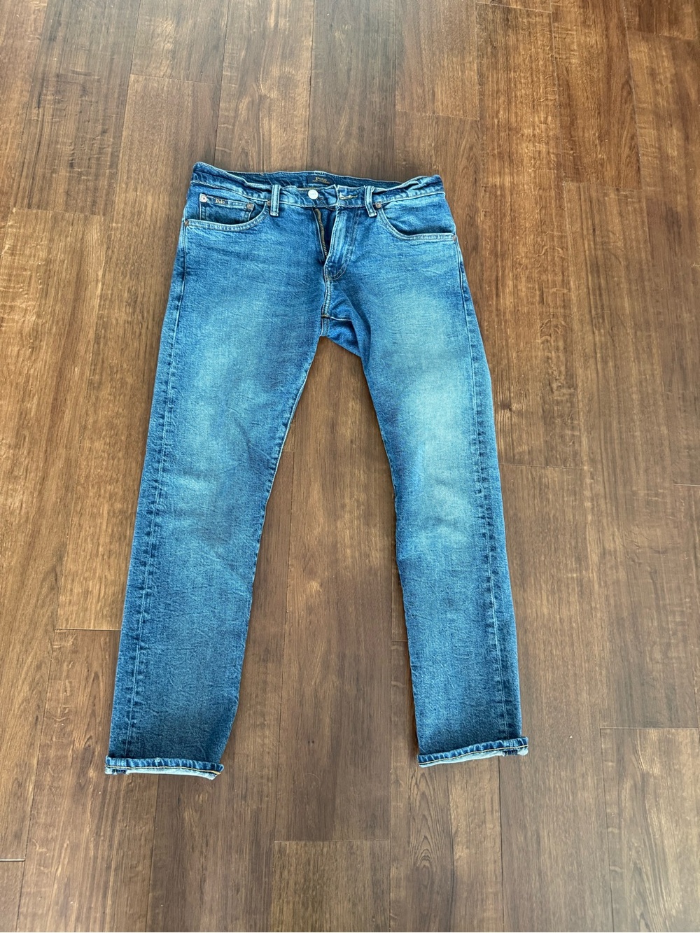 Ralph Lauren Slim Straight Jeans in Medium Blue Denim